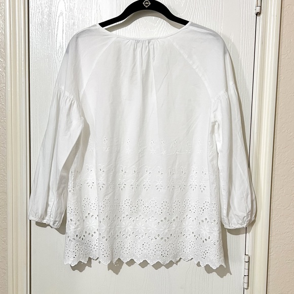 [Madewell] White Tassel Tie Top Eyelet Cutout Scallop Hem Size XSmall - Picture 2 of 11